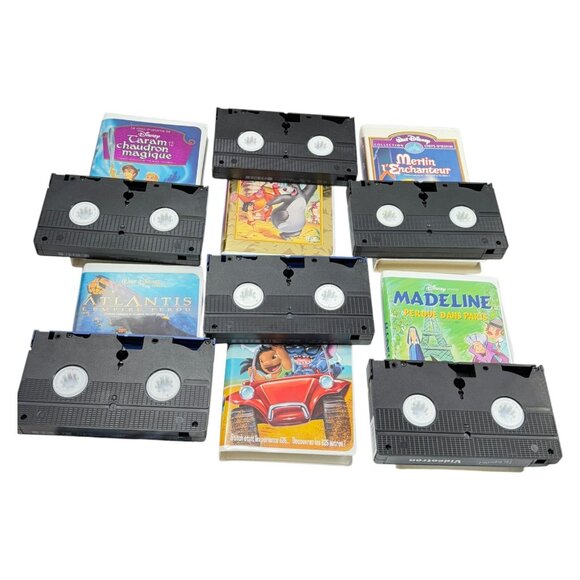 VHS Lot 6 Francais Disney Madeline Stitch Atlantis Tarzan Junge Clamshell French - Picture 4 of 7